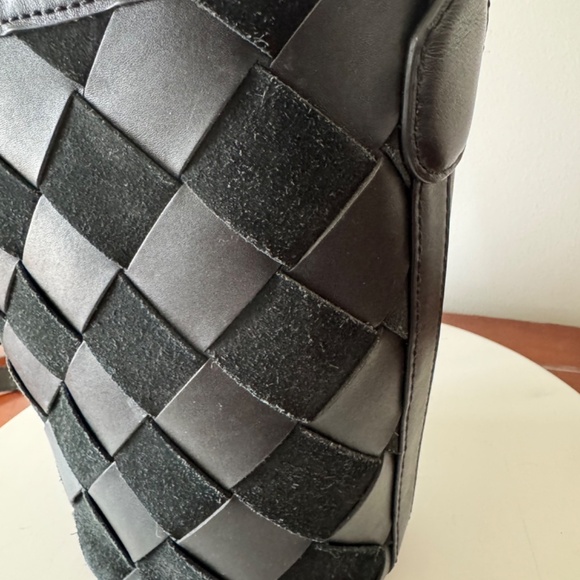 J Crew Berkeley Woven Black Leather Bucket Bag - Picture 3 of 6